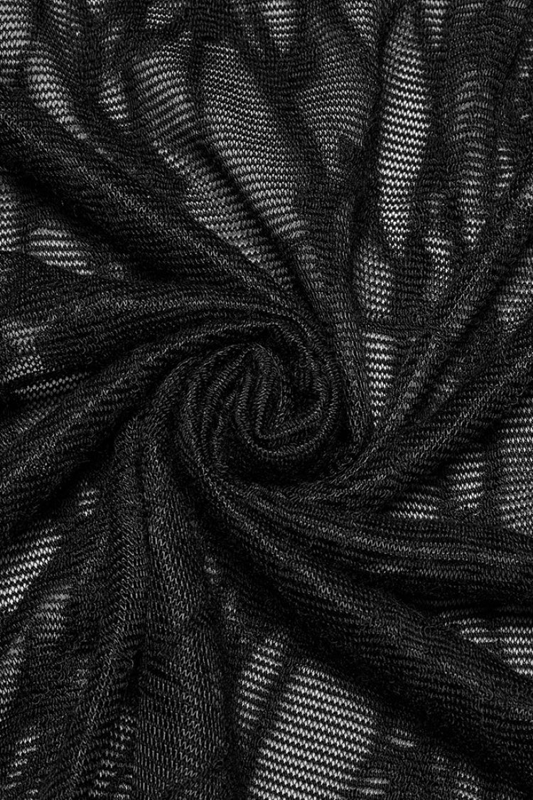 Ruched Mesh Asymmetric Black Fishtail Skirt Punk Women's Style