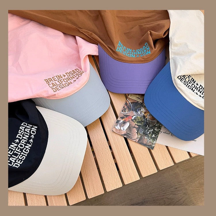 Lettering Embroidered Head Scarf with Brim