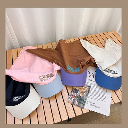 Lettering Embroidered Head Scarf with Brim