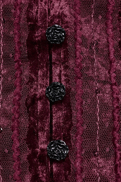 Crimson V-Neck Long Puff Sleeve Goth Blouse