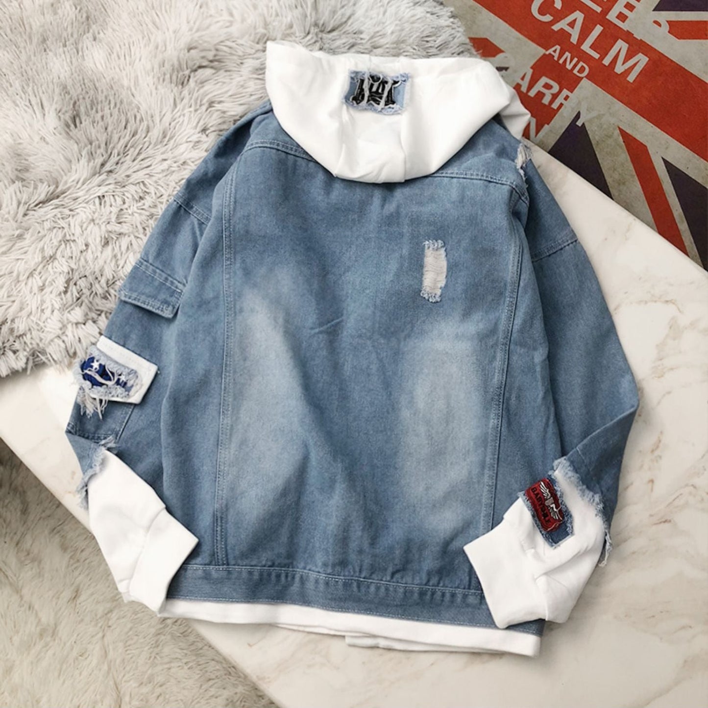 SpreePicky Denim Hoodie Jacket Coat SP14510