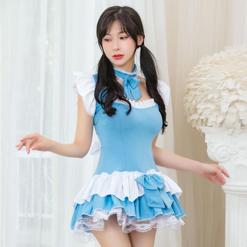 Kawaii Lolita Kleid mit Schleife und Spitzensaum