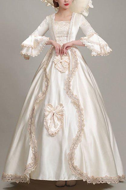 Victorian Floral Print Dress with Layered Sleeves