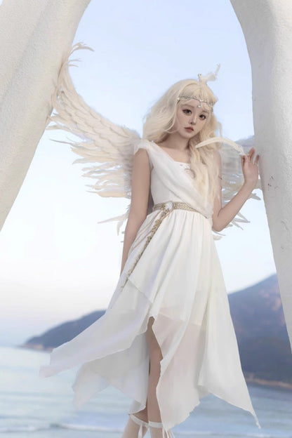 White Sleeveless Tears of Themis Greek-Style Gothic Lolita JSK Dress