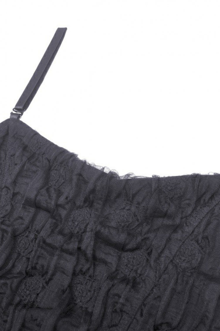 High-Low Multi-Layer Lace Gothic Slip Dress with Lacing - NoirEdge