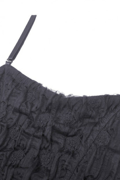 High-Low Multi-Layer Lace Gothic Slip Dress with Lacing - NoirEdge