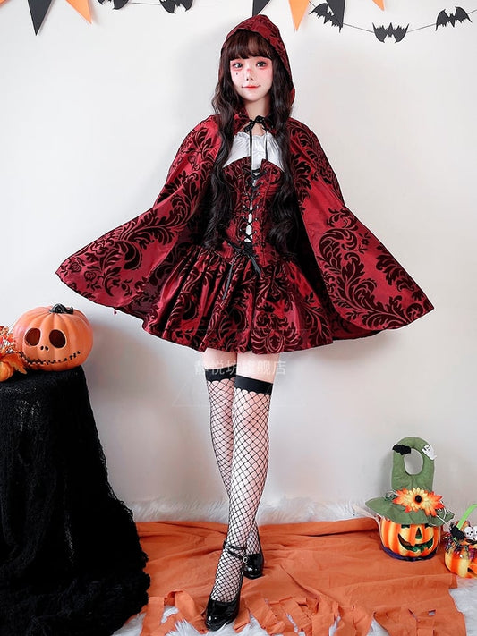 Halloween Vampire Red Costume Top and Skirt Set