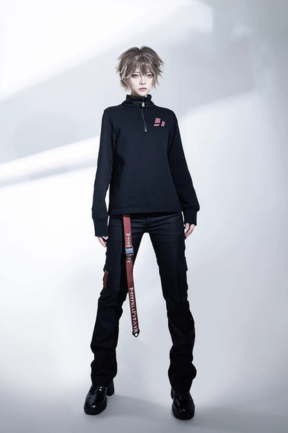 Stand Collar Long-Sleeve Gothic Prince Ouji Pants Set