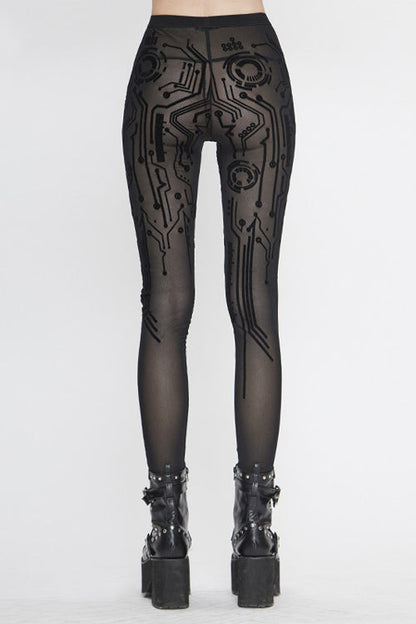 Womens Mesh Leggings with Circuit Pattern