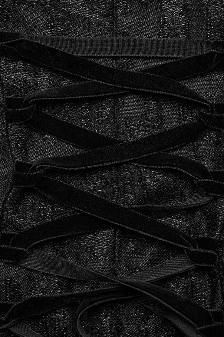 Gothic Dress with Cutout Lace and Mesh Panels