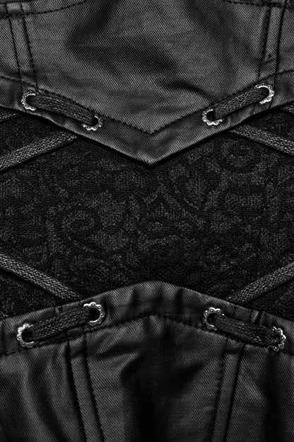 Underbust Gothic Corset with Lace-Up Back and Lace Trim