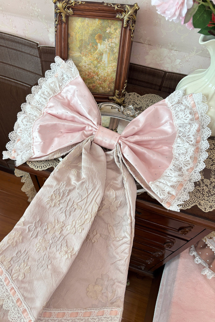 Rose Moonlight Woven Flower Box Square Neck Layered Ruffles Bride Embroidered Bow Lace Plus JSK Set