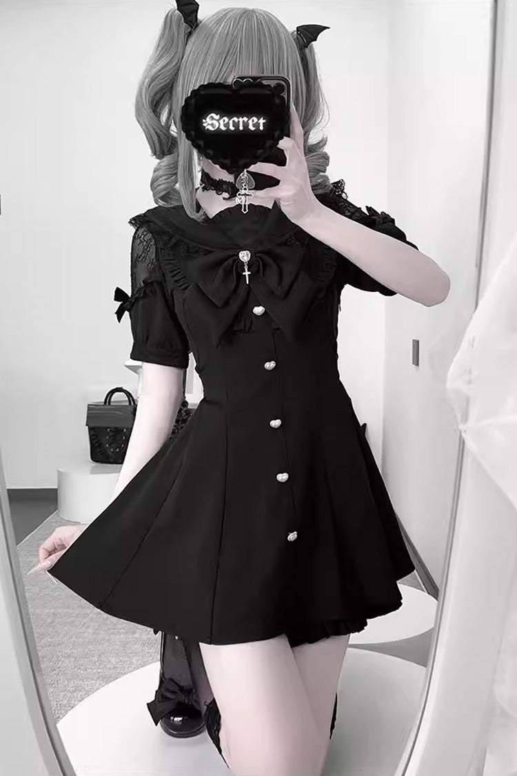 Ruffled Bow Jirai Kei Dress and Shorts Set - Plus Size