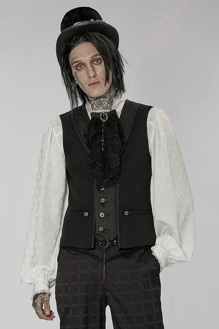 Gothic Jacquard V-Neck Embroidered Lace Short Waistcoat