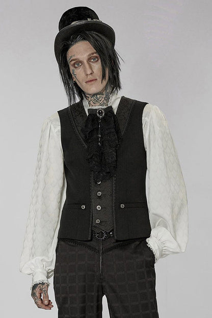 Gothic Jacquard V-Neck Embroidered Lace Short Waistcoat