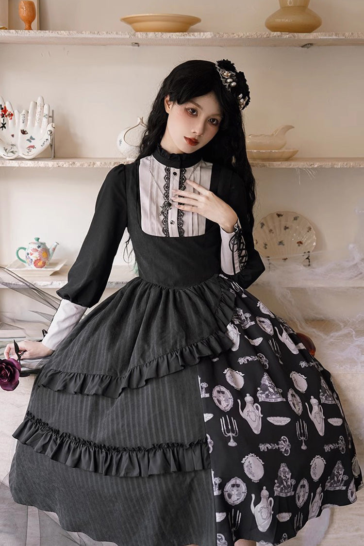 Autumn Winter Gothic JSK Dress with Lunar Eclipse Print