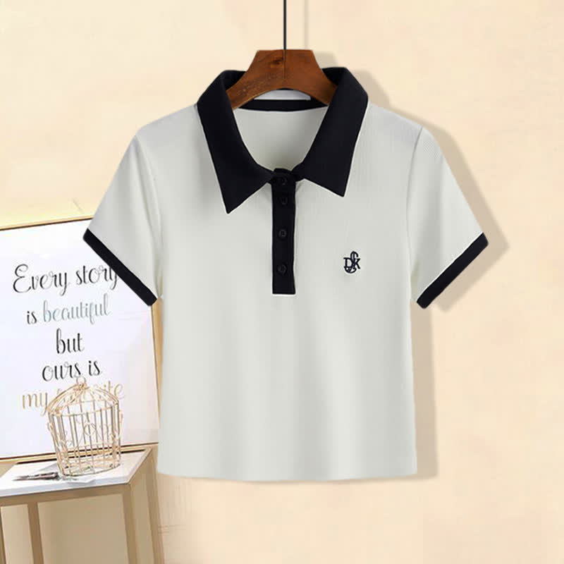 Blossom Skirt T-Shirt Print Split Polo Set