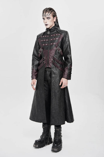 Stand Collar Zipper Straps Eyelet Punk Coat