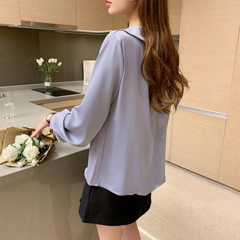 Elegant V-Neck Buckle Loose Shirt