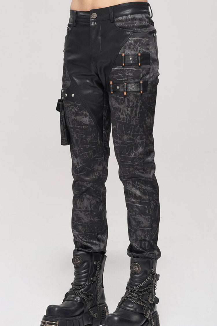 Mens Long Trousers with Detachable Pockets and Rivet Details