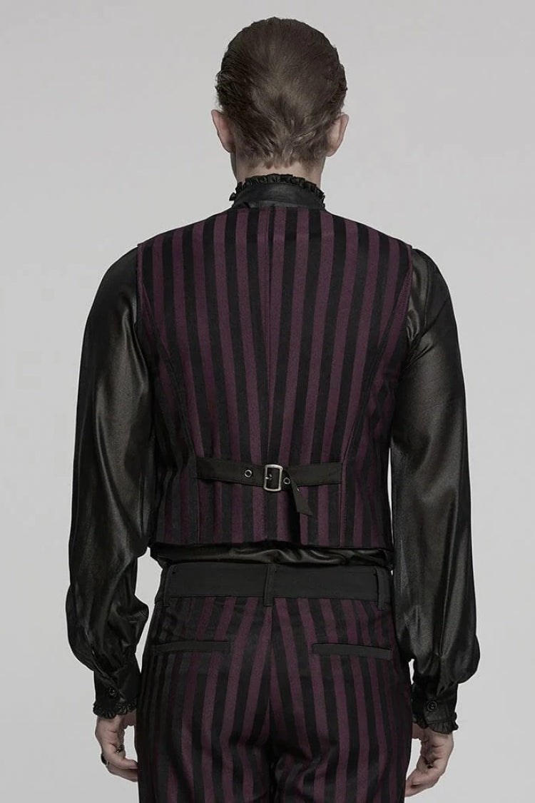 Sleeveless Striped Buckle Punk Vest for Men