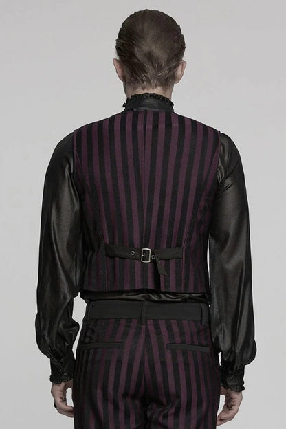 Sleeveless Striped Buckle Punk Vest for Men