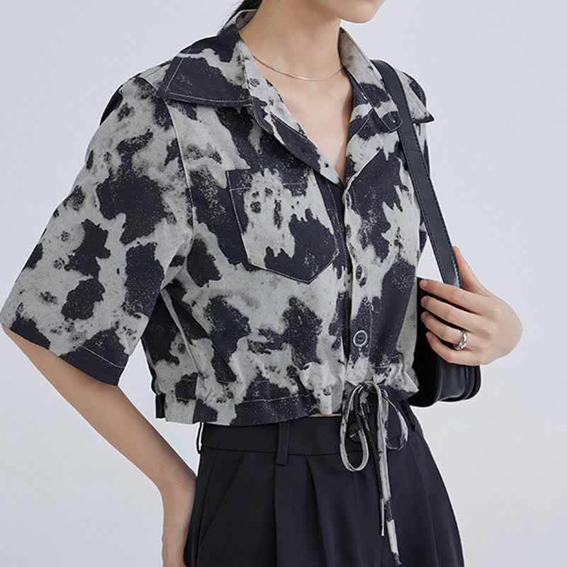 T-Shirt Dye Tie Drawstring Shorts Black