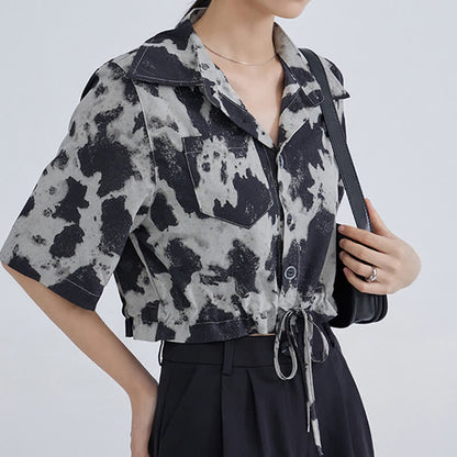 T-Shirt Dye Tie Drawstring Shorts Black