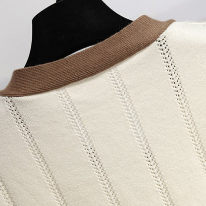 Elegant Bowknot Shorts Elastic Cardigan Sweater Waist