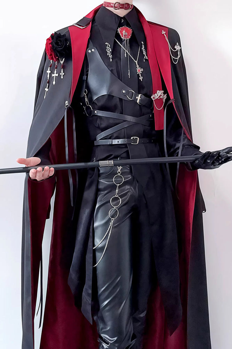 Night Sentinel Ouji Gothic Lolita Long Trench Coat - Noir