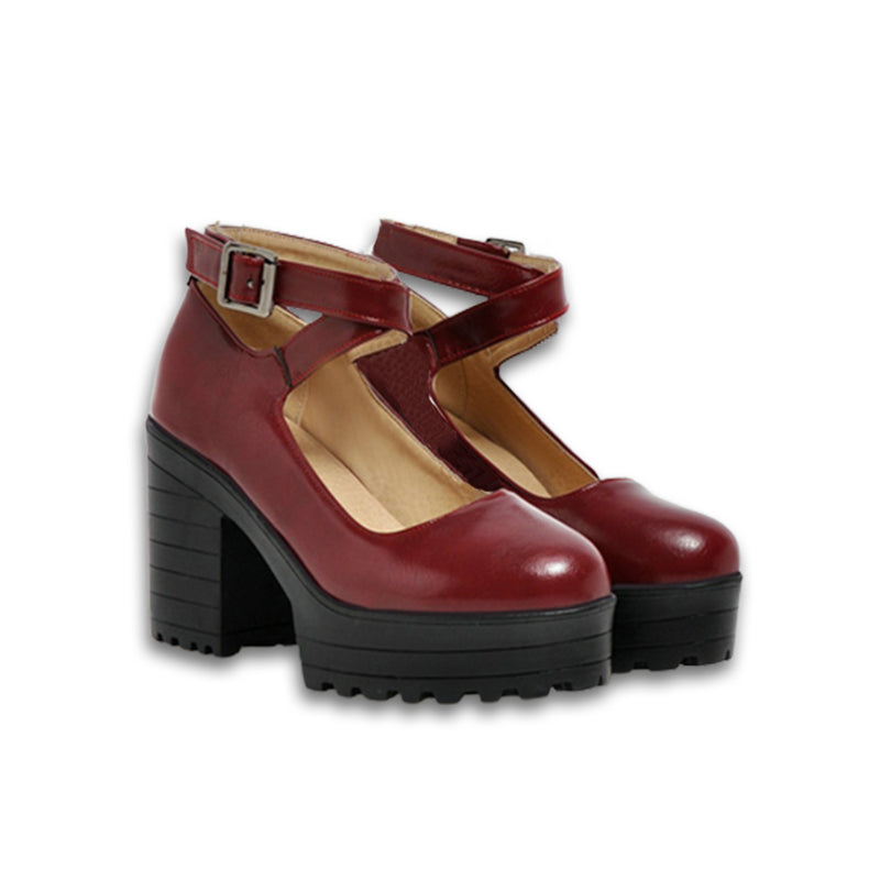 Pure Color Platform Mary Janes Shoes