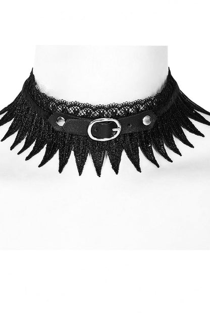 Gothic Choker with Feathers and Lace, Adjustable Fit for Her