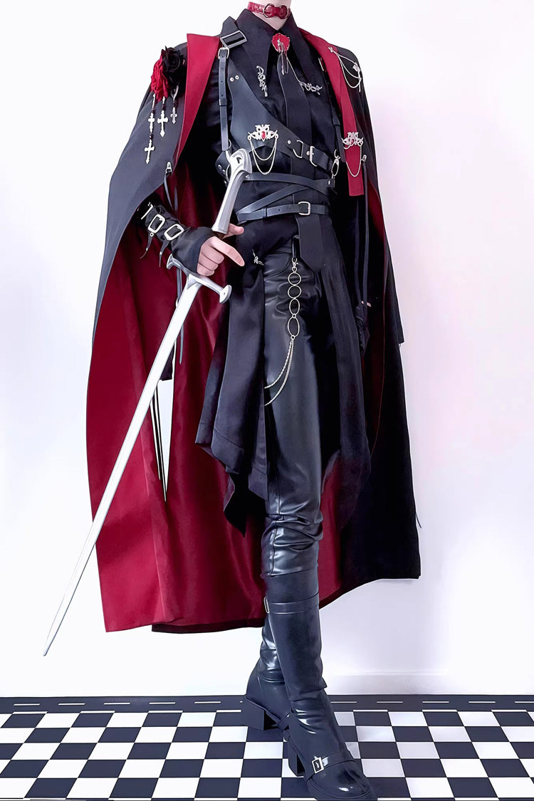 Night Sentinel Ouji Gothic Lolita Long Trench Coat - Noir