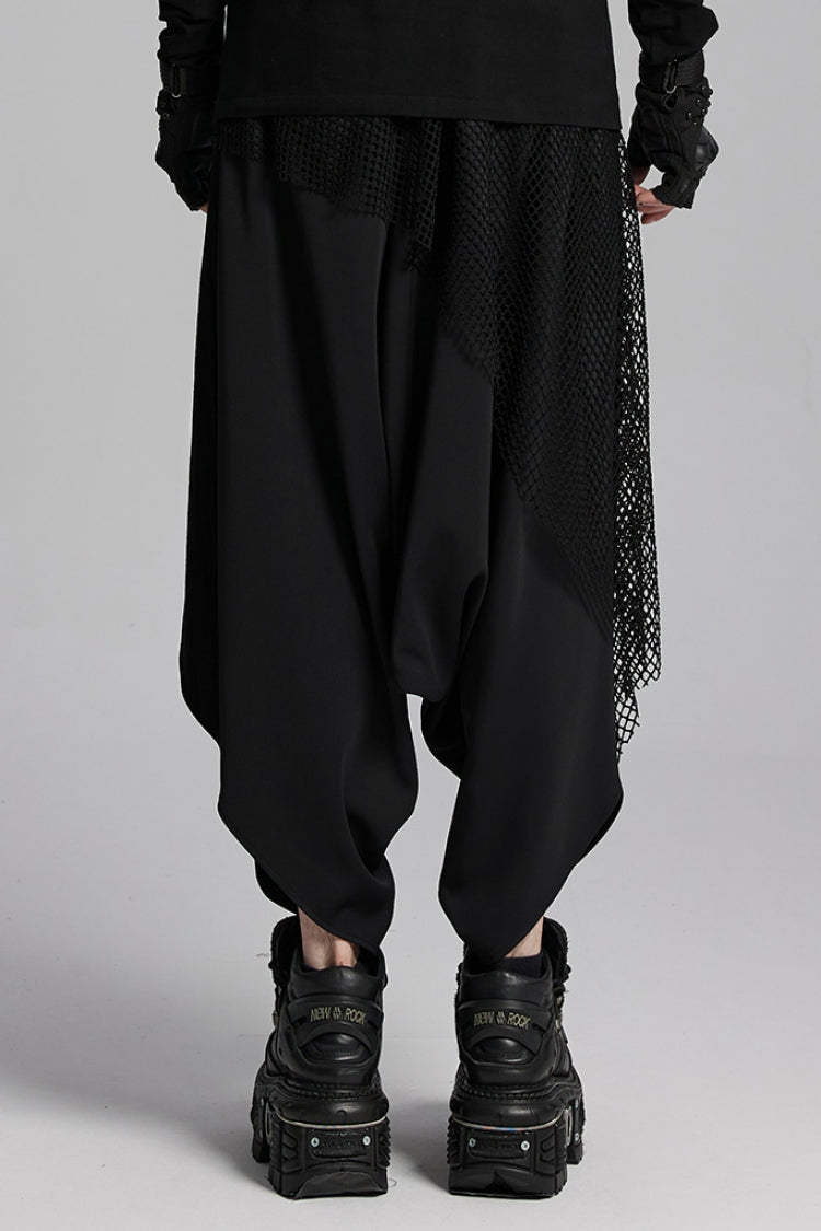 Punk Trousers with Asymmetric Zipper and Mesh Panels