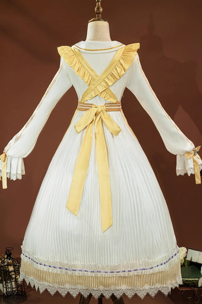Sunshine Triple-Layer Ruffle Bow Cosplay Gown with Print