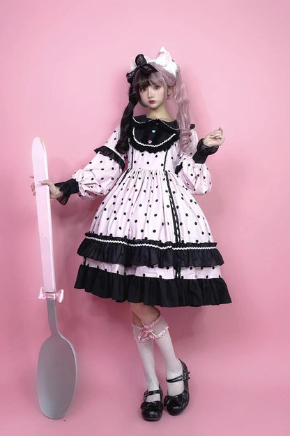 Toffee Bobo Long Sleeve Print Ruffle Dress - Sweet Lolita