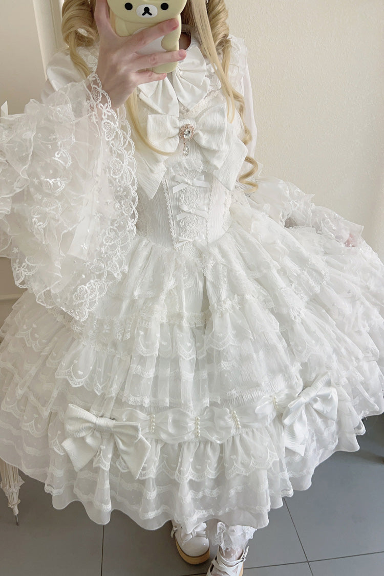 White Dream Prologue Doll Multi-Layered Bow Lace Dress