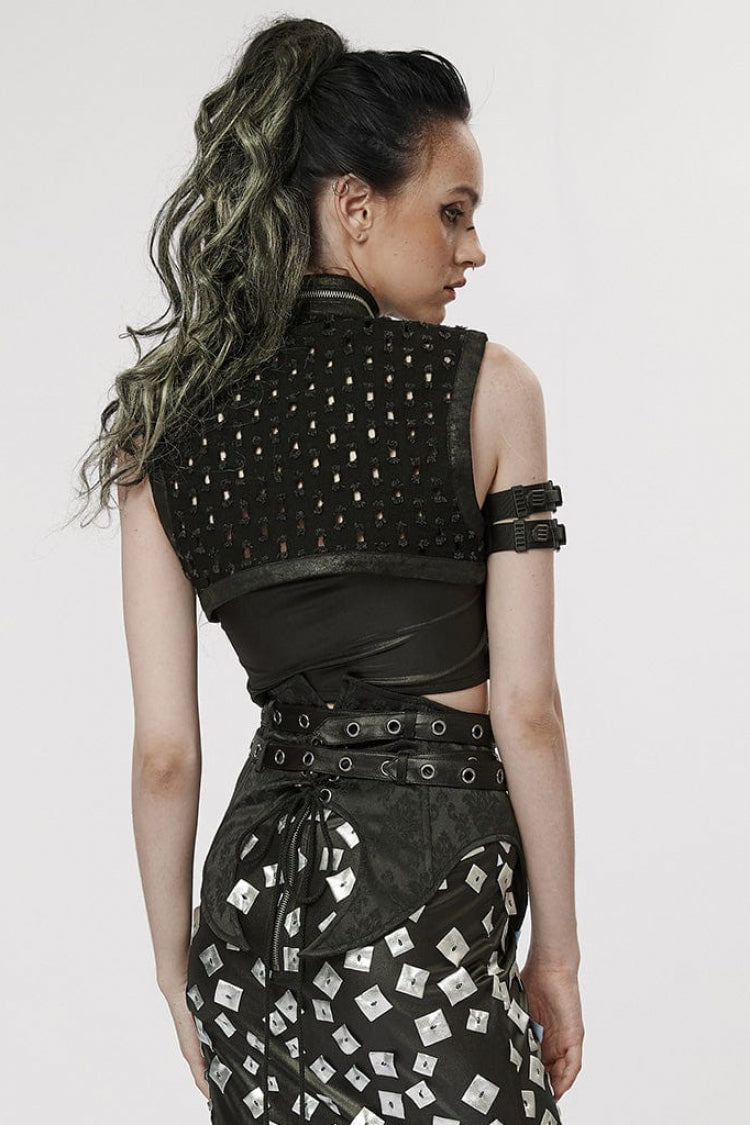 Steampunk Short Cloak with Hollow Decoration and Zipper