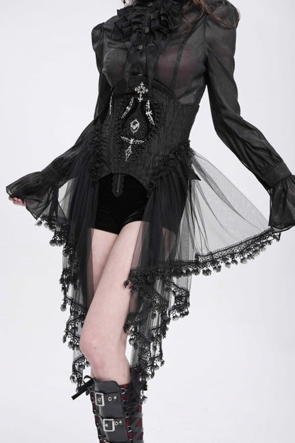Gothic Underbust Corset with Mesh, Lace, and Lacing