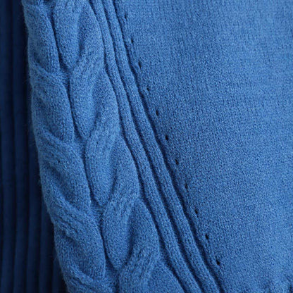 Sweater Cable Color Pants Leg Wide Set Turtleneck Pure