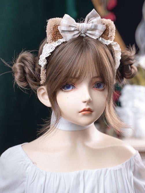 Brown 71CM Length Wavy Wig With Air Bangs