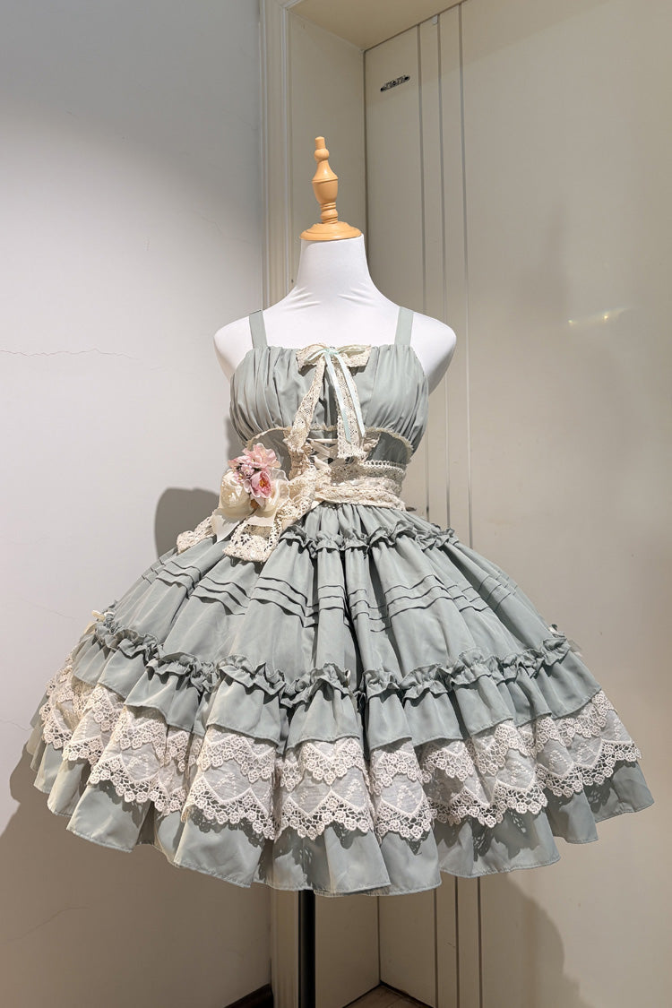 Emerald Off-Shoulder Lace Bowknot Princess Lolita Gown - Vivian