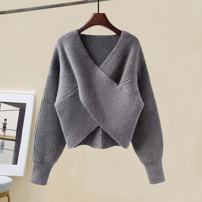 Casual Pants Chic Sweater Cross Knit