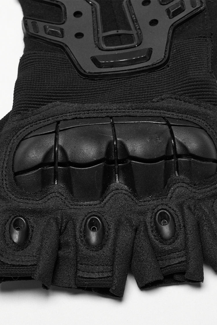 Punk Half-Finger Gloves with Rubber Patches