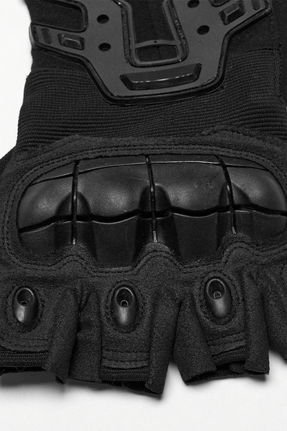 Punk Half-Finger Gloves with Rubber Patches