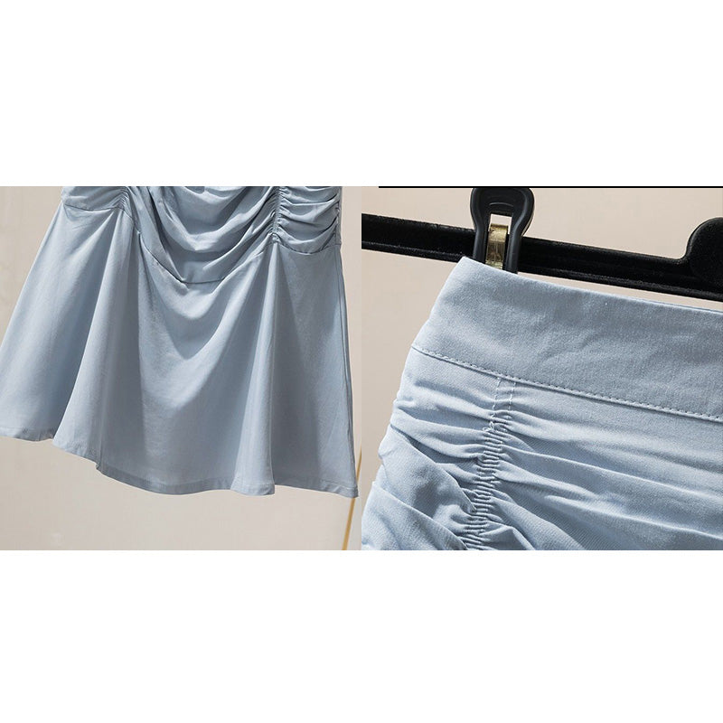 High Ruffled Set Bow T-Shirt Knot Skirt Waist