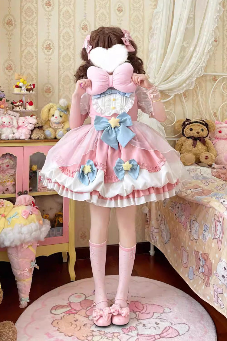 Little Wishing Star Ruffle Bowknot Jsk Dress - Sweet Lolita