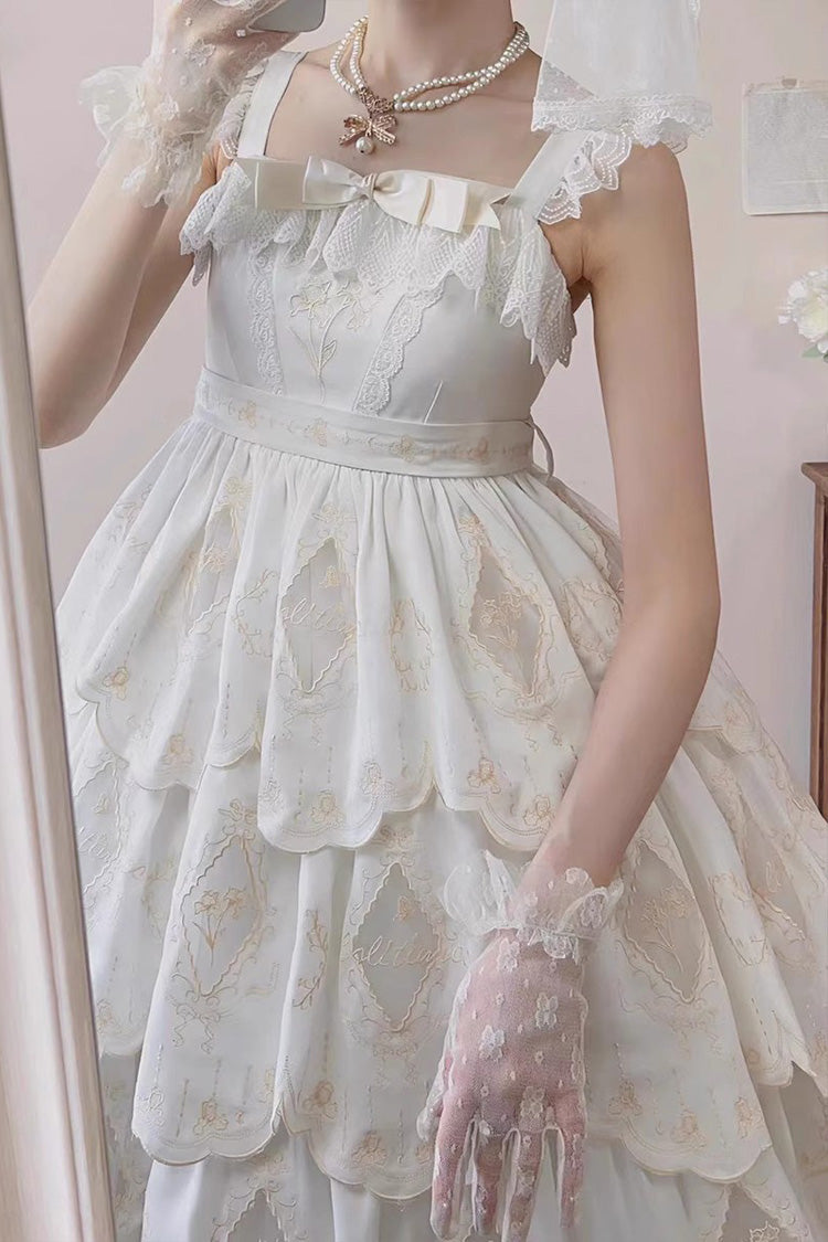 Ivory Multi-Layer Hollow Embroidered Sweet Lolita JSK