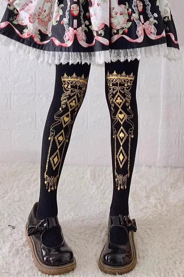 Sweet Lolita Sheer Tights with Metallic Foil Print in 13 Variants