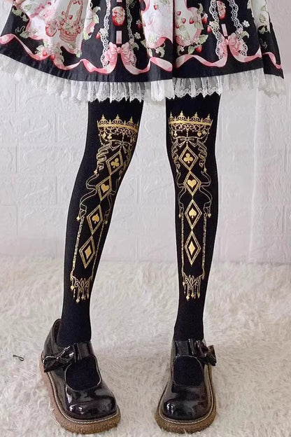 Sweet Lolita Sheer Tights with Metallic Foil Print in 13 Variants